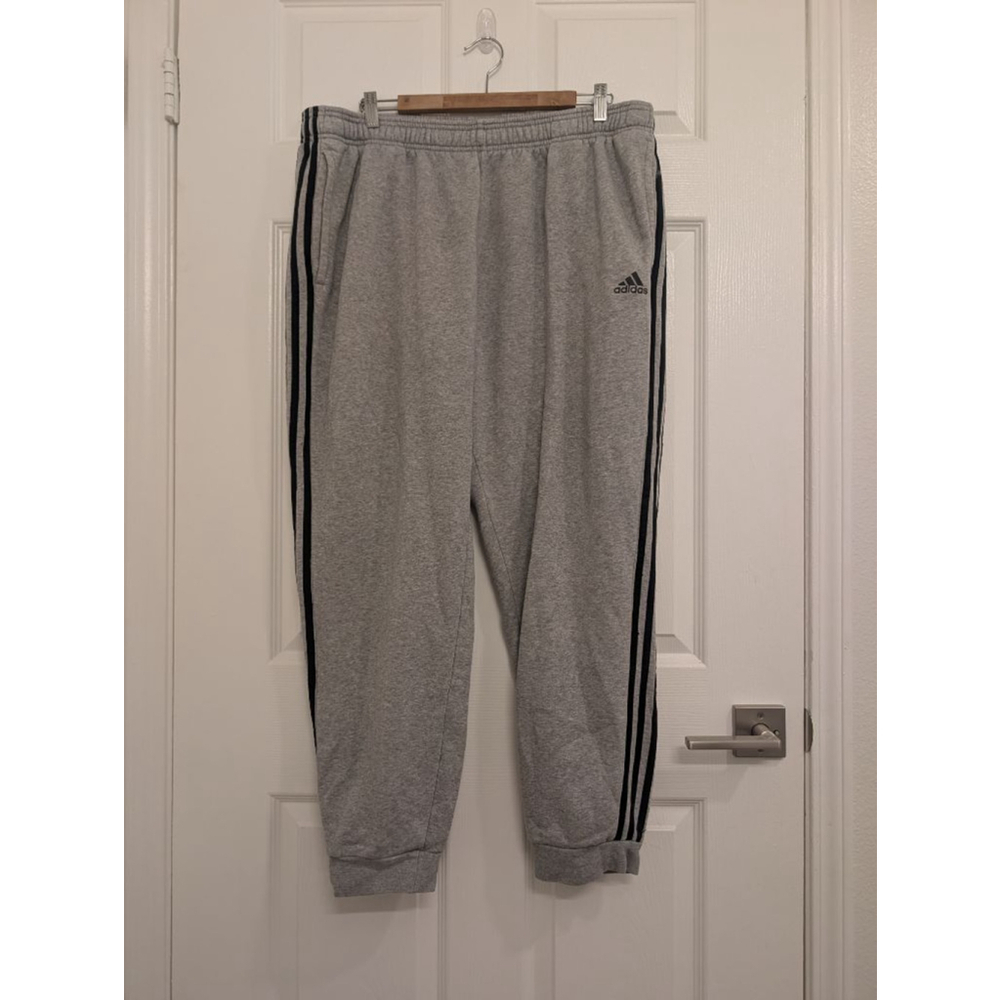 Men's Adidas Gray 2XL Sweatpants & Joggers with Black Stripes